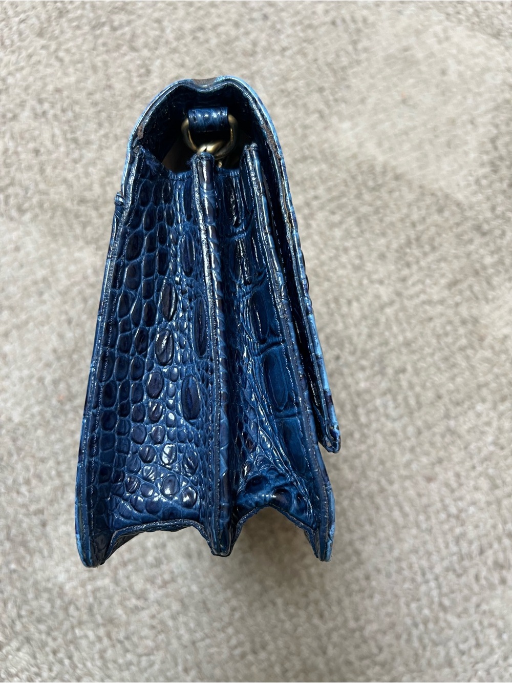 Brahmin Navy Croc-Embossed Leather Crossbody with Gold Accent - Picture 5 of 12
